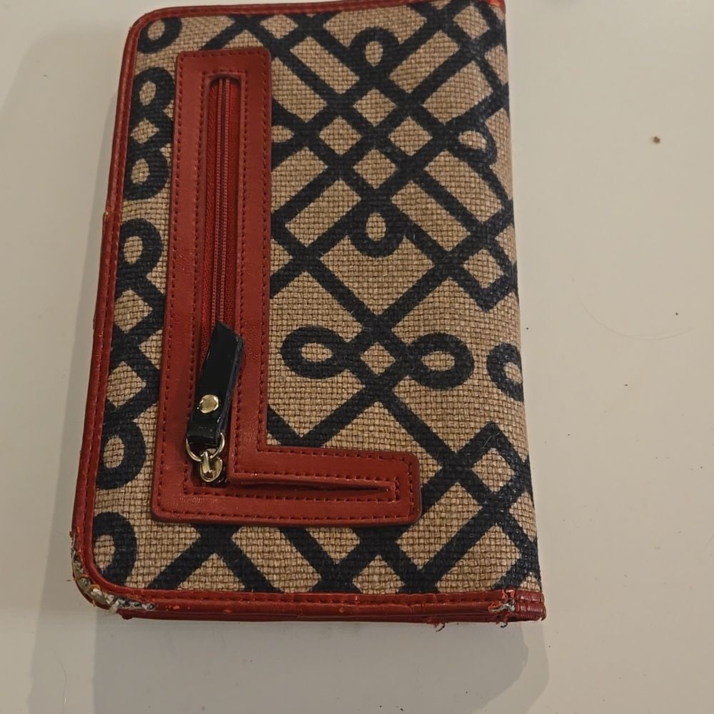 Designer Patterned Wallet With Red Trim - image 6